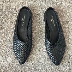 Black Woven Women's Loafers